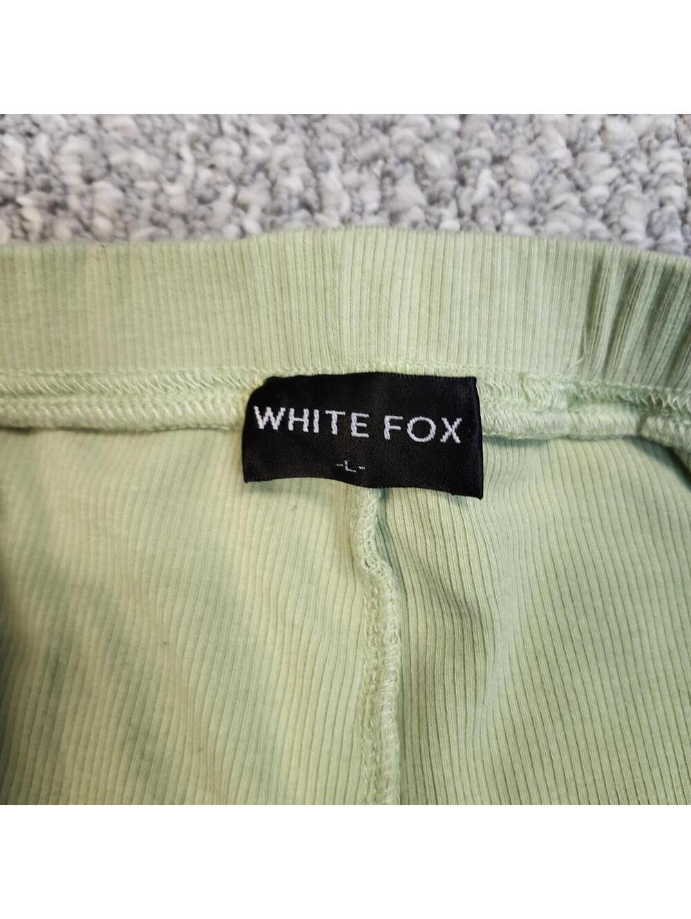 White Fox Light Green Ribbed Biker Shorts Size L - Picture 5 of 8